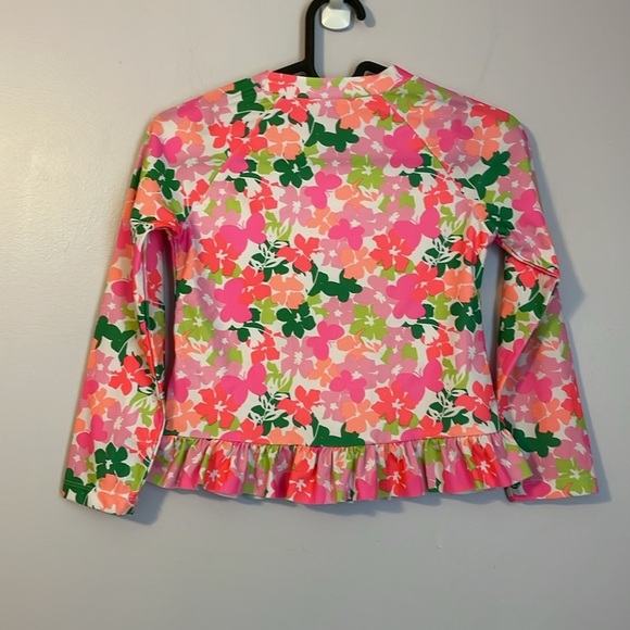 Crown and Ivy Kids Floral Butterfly Ruffle Hem Rash Guard Swim Shirt size 6X - Picture 8 of 12